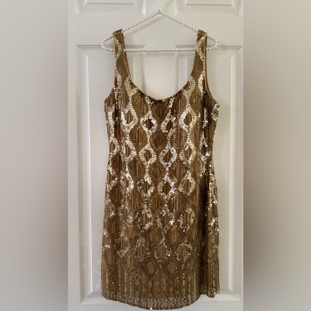 SCALA Heavily Beaded Gold Dress